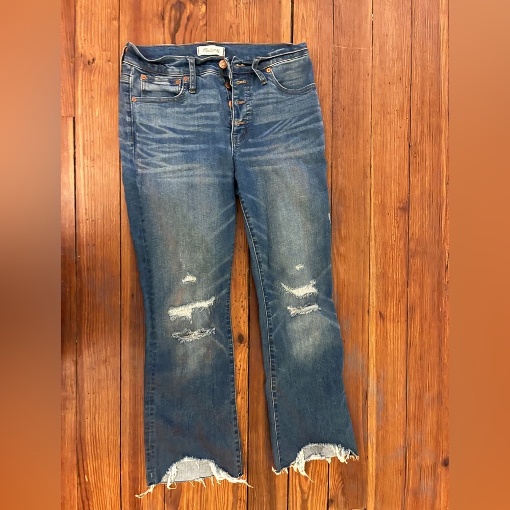 Madewell Demi Bootcut Distressed Blue Jeans